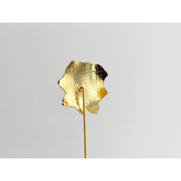 Cloissone Floral Rosebud Vintage Gold Toned Oval Vintage Stick Pin | Hat Pin - Picture 3 of 10
